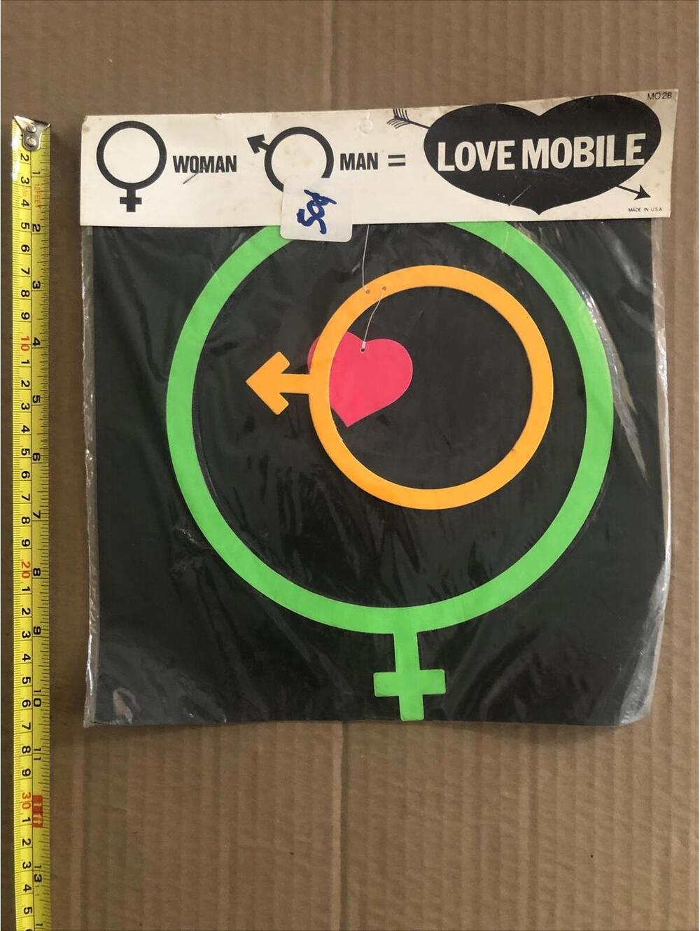 Vintage Blacklight Love Mobile 1960s Psychedelic Man Woman Signs Trippy Day Glow